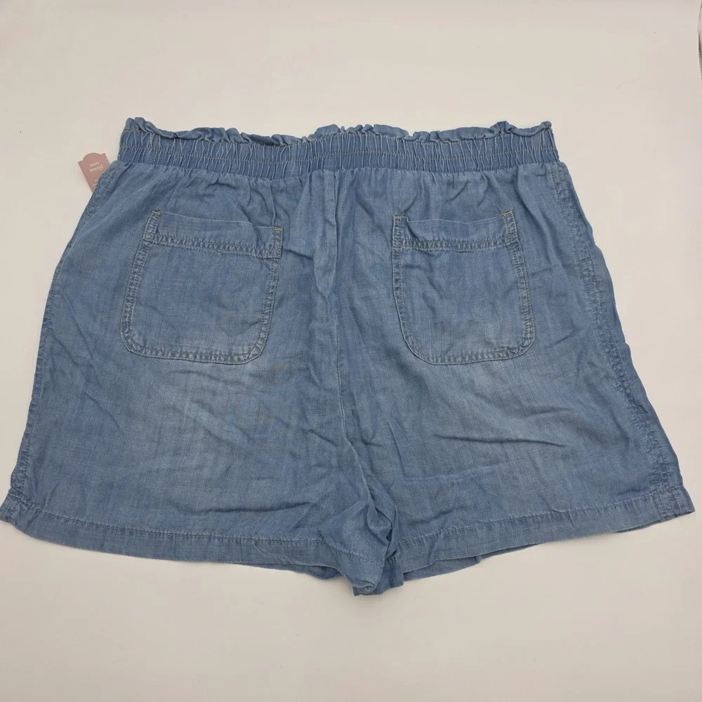 Knox Rose Chambray Shorts Women's Size XXL Blue Denim Elastic‎ Waist Stretch NWT